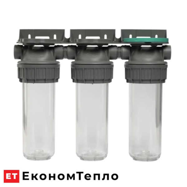 Колба фільтра прозора Ecosoft 3P TRIPLEX РЕТ 3/4" для холодної води