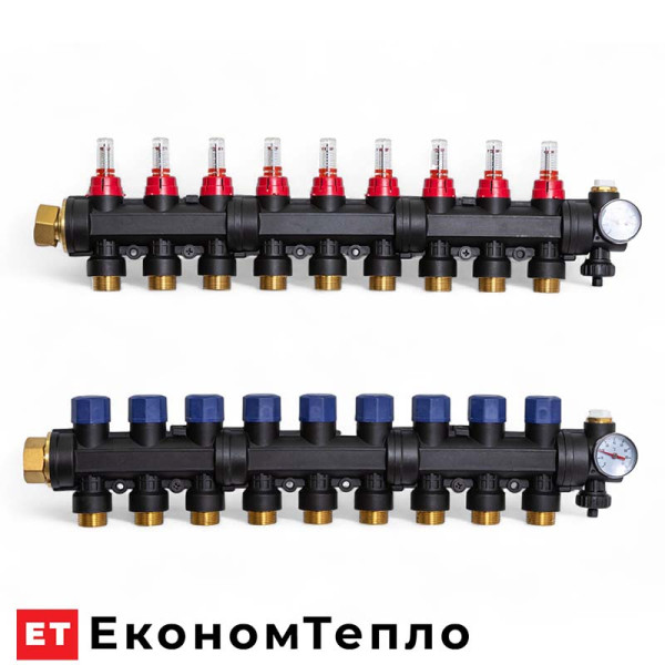 Колектор пластиковий Tervix Pro Line на 9 контурів з витратомірами