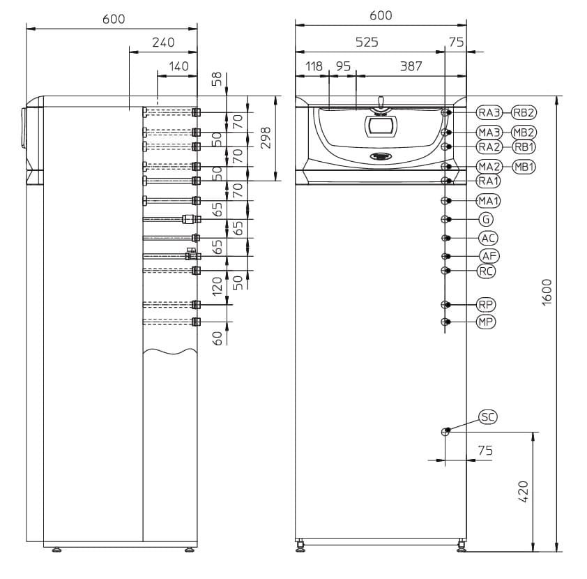 Розміри газового котла Immergas Hercules Condensing ABT 32 3 ErP Розміри газового котла Immergas Hercules Condensing ABT 32 3 ErP