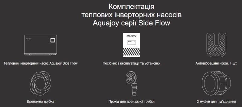 Комплектація теплових насосів Aquajoy Side Flow Комплектація теплових насосів Aquajoy Side Flow