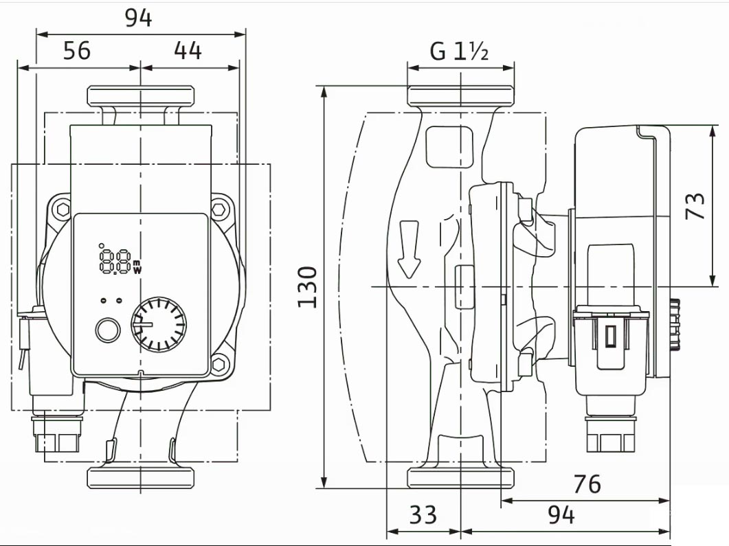РозмірWilo Yonos PICO-Z 25/0,5-6 130